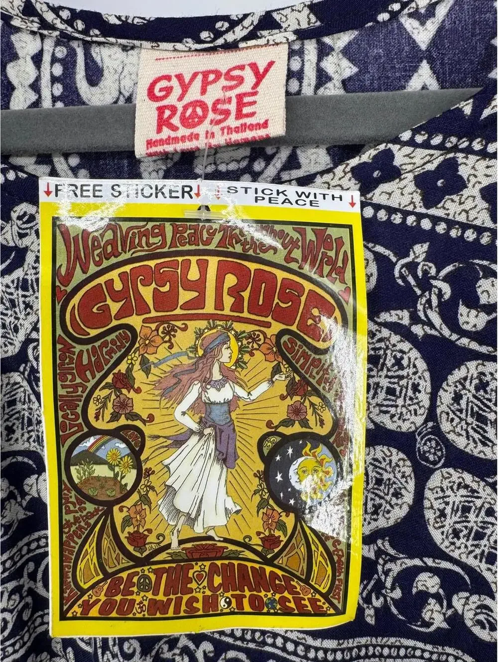 Gypsy Rose Asymmetrical Indian hippie crop top Size S it comes with free sticker